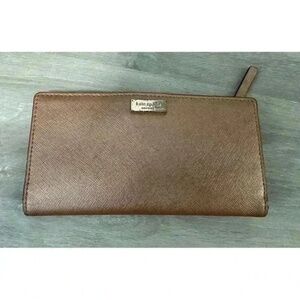 Kate Spade New York Metallic Rose Gold Saffiano Bifold Wallet Like New